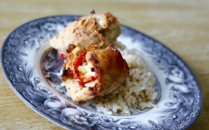 Healthy Chicken Breast Roll-Ups with Cheese & Tomato